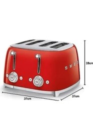 Resim Esmo Home Smeg TSF03RDEU Ekmek Kızartma Makinesi, Kırmızı 