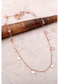 Resim Pullu Sallantılı Taşlı Rose Gümüş Kolye 7108 481261270 