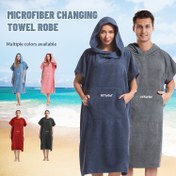 Resim HiTurbo Mikrofiber Plaj Havlusu Bornoz Kapüşonlu, Hızlı Kuruyan Sörf Ponçosu, Yumuşak Cilt Dostu Yüzme Bornozu, Açık Hava Sıcaklığı Değişen Pelerin, Örme Kumaş, Yüzme, Sörf, Dalış İçin Kıyı Havlusu Teması - Polyester %90, Poliamid %10 Çağdaş Stil 