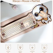 Resim Everest Km-6283 Catty Wireless-Bluetooth Kablosuz Ultra Sessiz Özel Tasarımlı Q Klavye Mouse Mouse Pad Set 