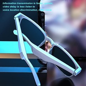 Resim Ses Gözlükleri, Açık Kulak Ses Bluetooth Gözlük Çift Mikrofon Ev için Ayrılabilir Ön Çerçeve(Gri beyaz) 