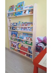 Resim Mrtahsap Mrtahşap-Geniş Model-Montessori Kitaplık-Yuvarlak Çıtalı-Eğitici 