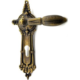 Resim Angel Of Life Antika Tarz Dekoratif Pirinç Şato Model Yale Dış Kapı Kolu - 262 x 83 mm Antik 