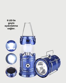 Resim Güneş Enerjili Kızaklı Şarjlı Büyük Boy Kamp Feneri Usb Çıkışlı, Katlanabilir, Depomıx - 73 Çok Fonksiyonlu 