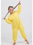 Resim Kız Erkek Çocuk Kalın Elyaf Dolgulu Premium Kalite 2.5 Tog Desenli Uyku Tulumu Sarı - Siyah 