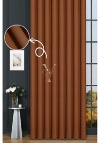 Resim Keten Fon Perde V-4022 Turuncu Turuncu 