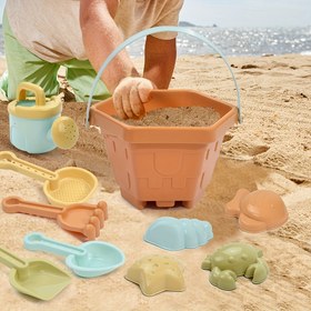 Resim Plaj Oyuncakları Çocuklar Açık Hava Oyunları Kum Oyun Seti Bebekler Kum Kazma Plastik Kürekler Küpler Su Oyunu Plaj Oyuncakları Çocuklar İçin 