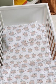 Resim Organik Anne Yanı Nevresim Takımı (60x100) - Mavi Şapkalı Ayıcık 60 x 100 