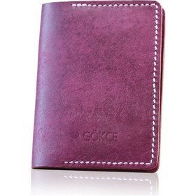 Resim Çakıl Tasarım Hakiki Deri Mor Ruhsat Kabı - İsme Özel 