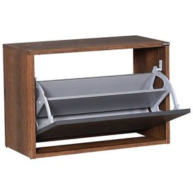 Resim New Step Oturaklı Ayakkabılık - Oslo Ceviz-Antrasit Ceviz 