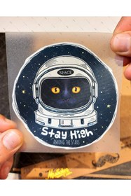 Resim Bay Etiket Msl138 Astronot Kedi Etiketi 