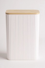 Resim İronika 2 Litre Bambu Kapaklı Erzak Gıda Bakliyat Saklama Kabı Mutfak Organizeri Ekru 