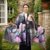 Resim Klasik Sanat Baskılı, Çift Taraflı Vintage Kamelya Desenli Püskül Detaylı Şal, Yumuşak Parlak Polyester Kumaş, Sıcak ve Nefes Alabilir, Kadınlar İçin Çok Amaçlı Moda Aksesuar + Hafta Sonu Casual, Plaj, Randevular & Daha Fazlası için Uygun + Tüm Mevsimlerde Kullanım, Rahat Tarz, Esnemez 