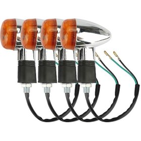 Resim Gümüş Sarısı 4 Adet Motosiklet Dönüş Sinyalleri Amber Işıkları Led Gösterge Uyumlu Harley Yamaha Suzuki 