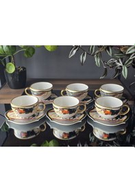 Resim Konyax 12 Parçalık Çay Fincanı Hipodrom Çok Renkli 