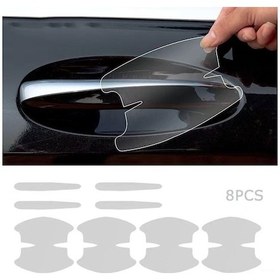 Resim Vkemall 8 Adet Mavi Oto Kapı Kolu Koruyucu Sticker - Şeffaf, Kırılmaya Dayanıklı, Evrensel Uygun, Çizik Ve Çarpma Koruması 