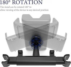 Resim Geekria Car Headrest Mount Holder Gaming Accessories Compatible with Nintendo Switch/Switch OLED/Switch Lite/Cell Phone, 180° Rotating Adjustable Car Holder for 5.5-10.5" Device (Carbon Pattern) 