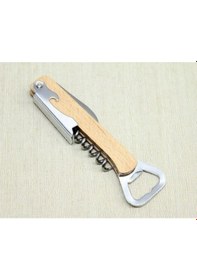 Resim Ahşap Paslanmaz Çelik Tirbuşon Açacak Çok Renkli 