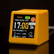 Resim Mini WiFi akıllı hava istasyonu saati, sıcaklık, nem, zaman, alarm saatli ve masaüstü dekorasyonlu taşınabilir küçük bir akıllı hava istasyonu, ev ve oyun odası dekorasyonu için uygun. 