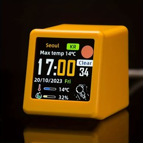 Resim Mini WiFi akıllı hava istasyonu saati, sıcaklık, nem, zaman, alarm saatli ve masaüstü dekorasyonlu taşınabilir küçük bir akıllı hava istasyonu, ev ve oyun odası dekorasyonu için uygun. 