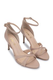 Resim Tamer Tanca Kadın Vegan Bej Topuklu Ayakkabı 