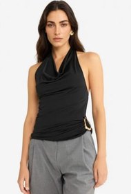 Resim DeFacto Regular Fit Halter Yaka Toka Detaylı Bluz 
