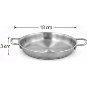 Resim Özbir Paslanmaz Çelik Indüksiyon Tabanlı Yumurta ve Menemen Sahanı Kahvaltılık Tava 18X3 cm 304 Kalite 