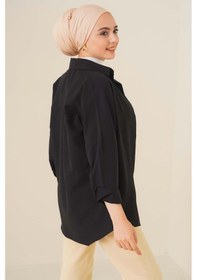 Resim Bigdart 103901 Oversize Basic Tesettür Gömlek - Siyah 001 