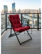 Resim Napper Katlanabilir Kırmızı Şezlong - Su Geçirmez Kumaş, Metal İskelet, Balkon Ve Bahçe Sandalyesi Kırmızı 