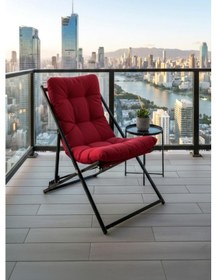 Resim Napper Katlanabilir Kırmızı Şezlong - Su Geçirmez Kumaş, Metal İskelet, Balkon Ve Bahçe Sandalyesi Kırmızı 