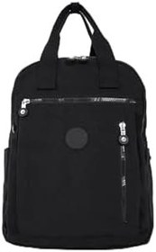 Resim Unisex Suya Dayanıklı Krinkıl Kumaş Çok Gözlü Siyah Laptop Okul Ve Sırt Çantası 