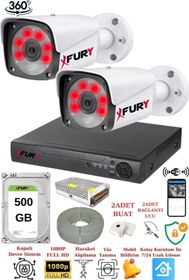 Resim XFury 2 Kameralı 5mp Lensli 1080P 2mp Görüntü 6 Atom Gece Görüşlü FullHd Güvenlik Kamerası 5520A 500GB 