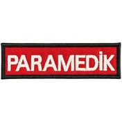 Resim Genel Markalar Kırmızı Zemin Paramedik Yazılı Nakış Peç Patch 10 X 3 Cm 