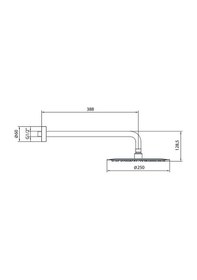 Resim Ar Olympos Tepe Duş Başlığı Ø 250 Mm Duvardan Borulu L 388 Mm 102145086 Krom 