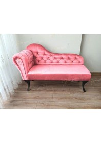 Resim Ters Kol Dekoratif Bihter Koltuk Josefin Puf 130 Cm Siyah Ayak Pembe 