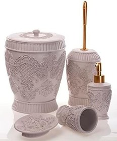 Resim POLYESTER 5 PARÇA BANYO SETİ/NAKIŞ KAHVE 