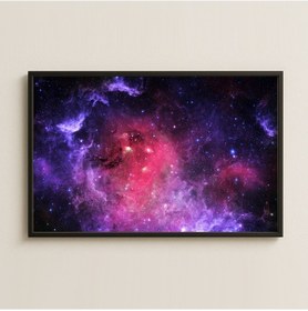 Resim Mor Ve Kırmızı Nebula Alanı Dijital Uzay Manzarası Pleksi Tablo 