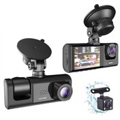 Resim hakopro Black Box 1080p Ön-arka 3 Kameralı 2.0”hd Ekran Ve G Sensörlü Akıllı Araç Kamerası 