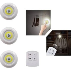 Resim İlk El Grup Uzaktan Kumandalı Yapışkanlı 3’lü LED Spot Lamba (4887) 