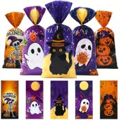Resim 25/50/100 adet Altın İpli Halloween Parti Süsü Hediyelik Çantalar - 5 Korkunç Desen (İskeletler, Yaratıklar, Kabaklar, Cadı Şapkaları) Dayanıklı Plastik Hediyelik Çantalar - Şenlikli Halloween Parti Malzemeleri, Halloween Süsleri, Trickortreat Temel Gereksinimleri, Şenlikli Atmosfer Geliştirici, Şenlikli Tasarım, Sağlam Yapı, Tatil Alıcıları 