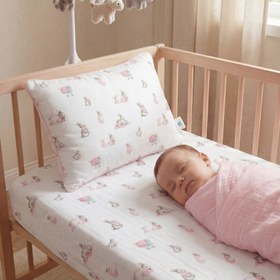 Resim Müslin Bebek Yastığı Kılıfı - Bébé Lapin Rose 
