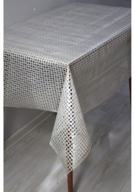 Resim Pvc Şeffaf Kaplama Silinebilir Masa Örtüsü Örgü Hasır Altın 