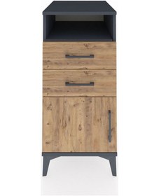 Resim Kronos Komodin Tek Raflı 2 Çekmeceli Tek Kapaklı 44x59x96 Antrasit-çam Antrasit 