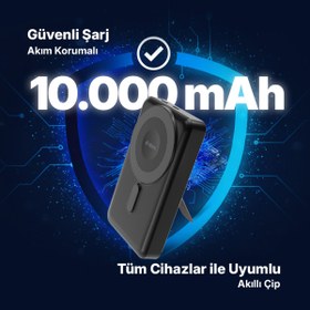 Resim Ttec ReCharger M 10.000mAh MagSafe Uyumlu PD 20W Lightning ve USB-C Dahili Kablolu Stantlı 2BB237S 