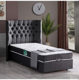Resim Setaymobilya Baza, Matilda Tek Kişilik Baza + Başlık + Comfort Yatak, Antrasit 