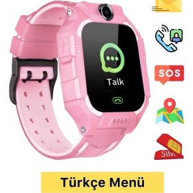 Resim Sim Kartlı Konum Takipli Sos Acil Aramalı Akıllı Çocuk Takip Saati - Pembe Q19 