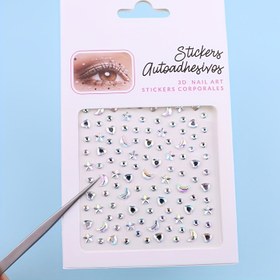 Resim Yüz için Parıldayan Akrilik Taşlı Stickerlar - Kalp, Yıldız & Ay Tasarımları Partiler, Sahne & Festivaller için 