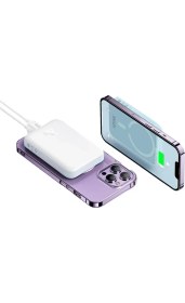Resim SHAZA SG1501/WT 5000mAh 15W MagSafe Taşınabilir Powerbank Beyaz 