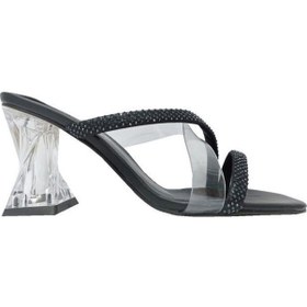 Resim Shoes 103 Şeffaf Uzun Topuklu Fashion Kadın Terlik Siyah 