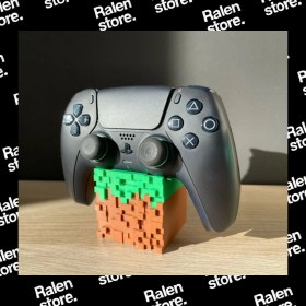 Resim Ralen Minecraft Temalı Ps5 Gamepad Dualsense Stand Tekli | 10CM | Çimen Blok ( Yüksek Kalite 3D Baskı Pla ) 
